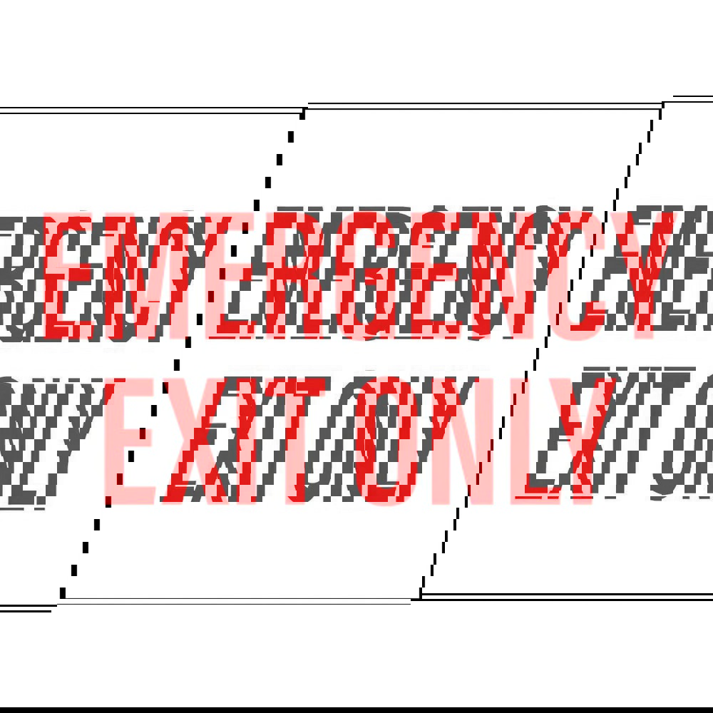 Safety Signs; Family: Safety Sign ; Sign Type: Exit; Facility; Security & Admittance; Fire; Visitor; Workplace ; Sign Header: None ; Legend: EMERGENCY EXIT ONLY ; Message/Graphic: Message Only ; Graphic Type: Message Only